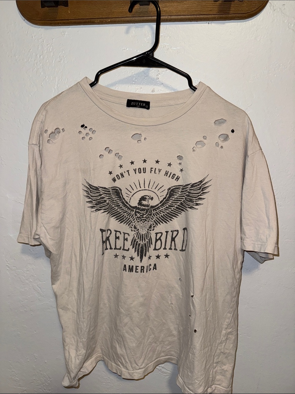 Zutter Free Bird Graphic Tee in Light Beige